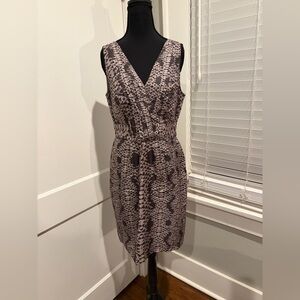 Banana Republic Taupe Animal Print Silk Dress